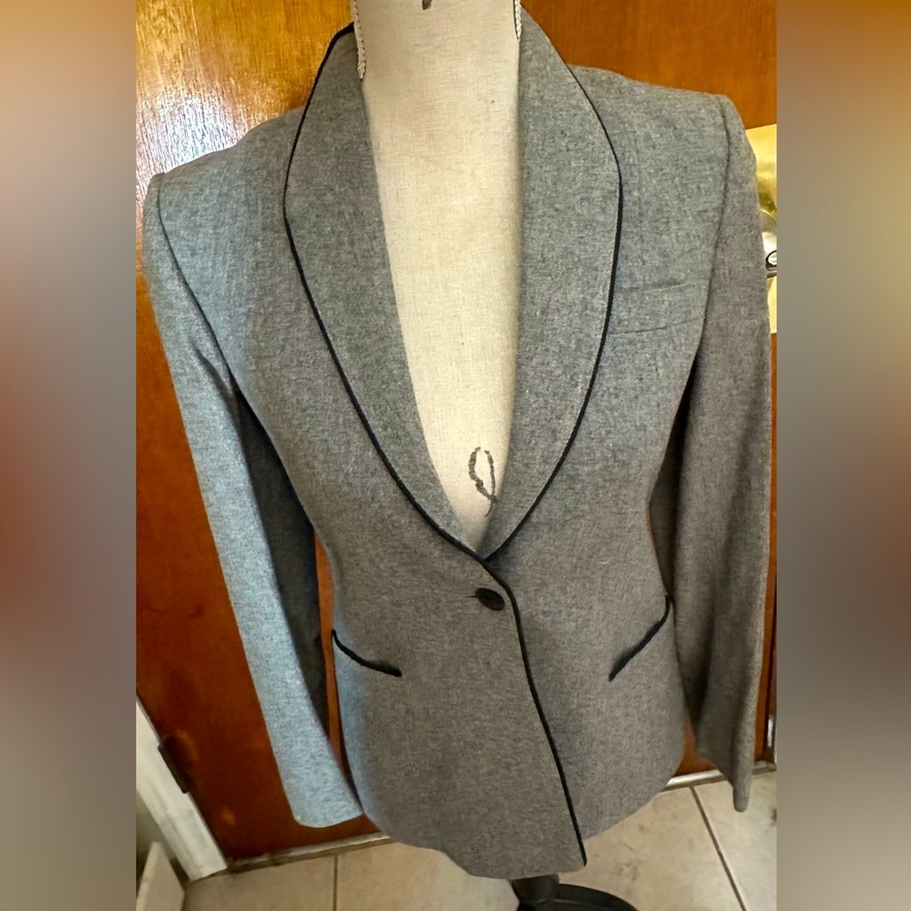 DANIEL FOR SPELLBOUND WOMEN'S GREY WOOL JACKET SZ 9 W/Black Piping CAREER WEAR
